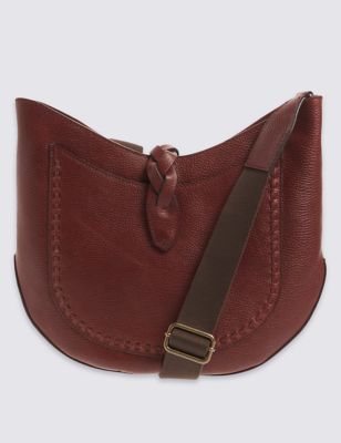 Leather Plait Detail Saddle Bag